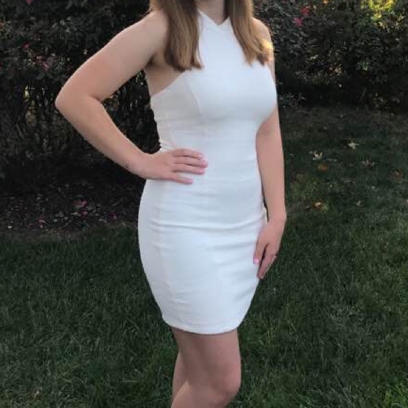 tight white formal dress